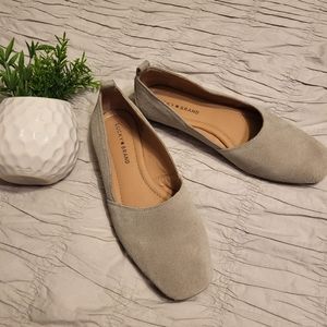 Lucky Brand Daymien tan suede square toe flat